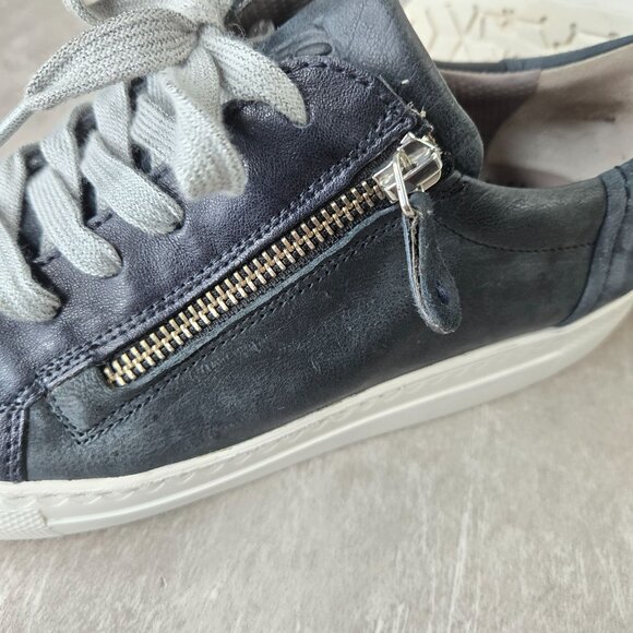 Paul Green Toby Sneakers Size 7.5 Gray Leather Low Top Comfort Sporty Moto Shoes - Picture 11 of 12